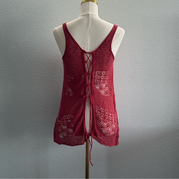 Free People Crochet Back Tie Sleeveless Top Size XS - Picture 4 of 8
